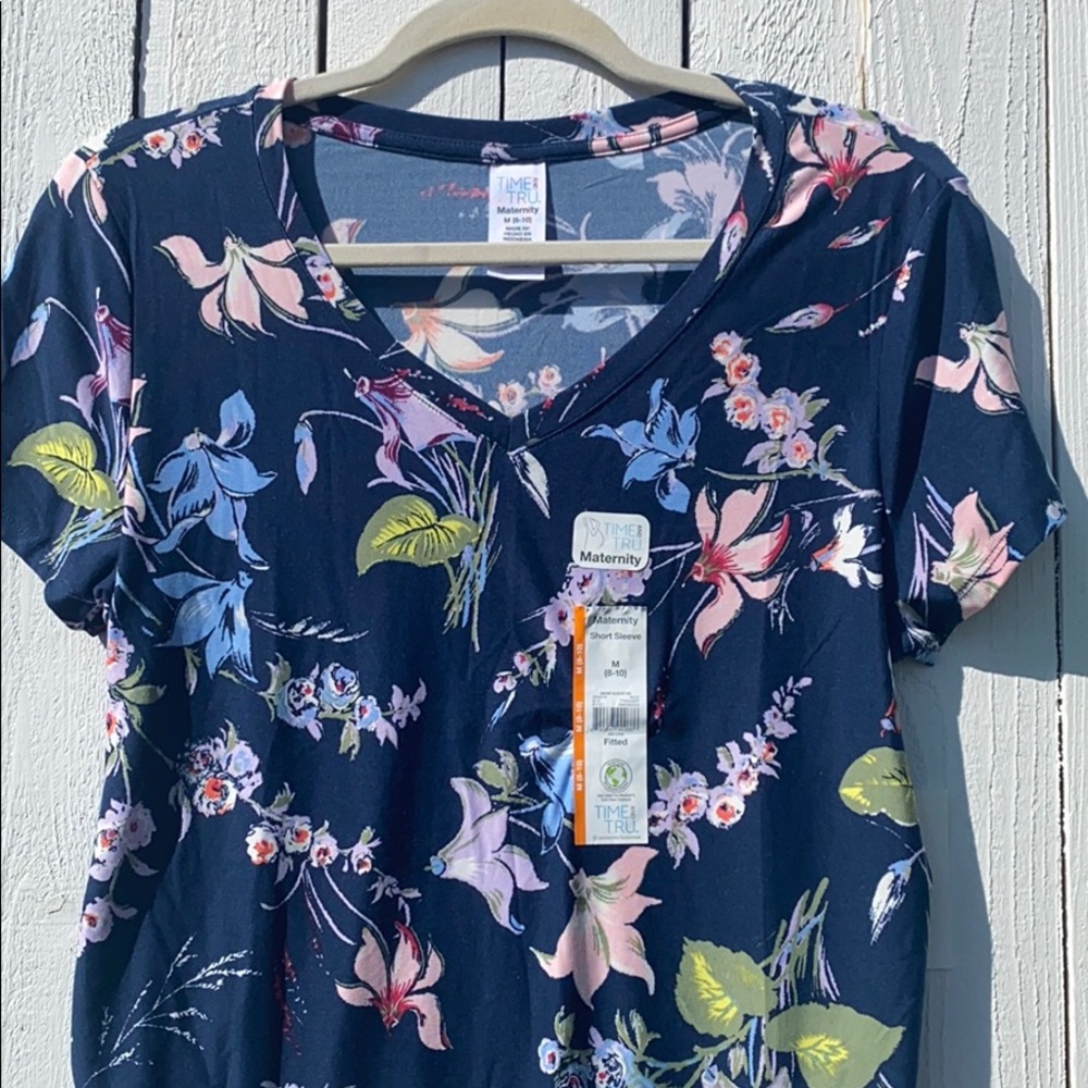 Maternity Basic Short Sleeve Floral T-Shirt - Picture 3 of 11